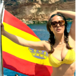 SALMA Hayek shown off her fit body in Spain